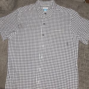 Columbia Men's Black and White Checkered Button Down Shirt
